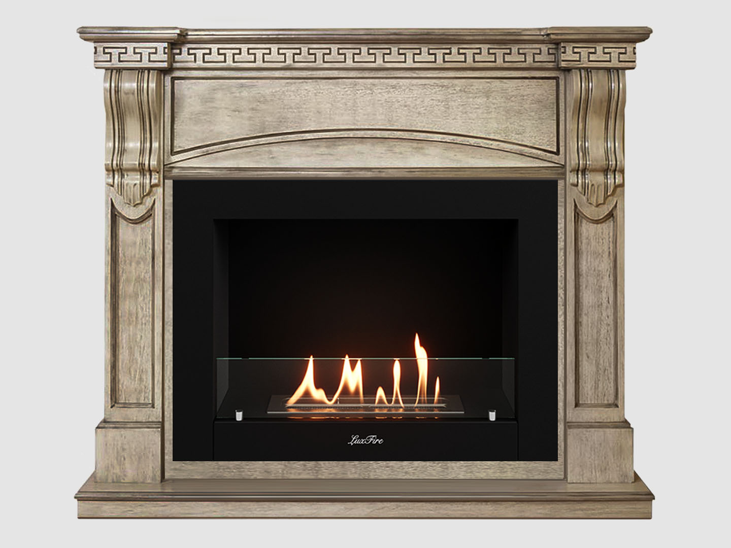 Каминный портал МДФ "Мюнхен 1250" с биокамином Lux Fire "Фаер Бокс 2 - 30" (бежевый) по цене 81 100 руб.