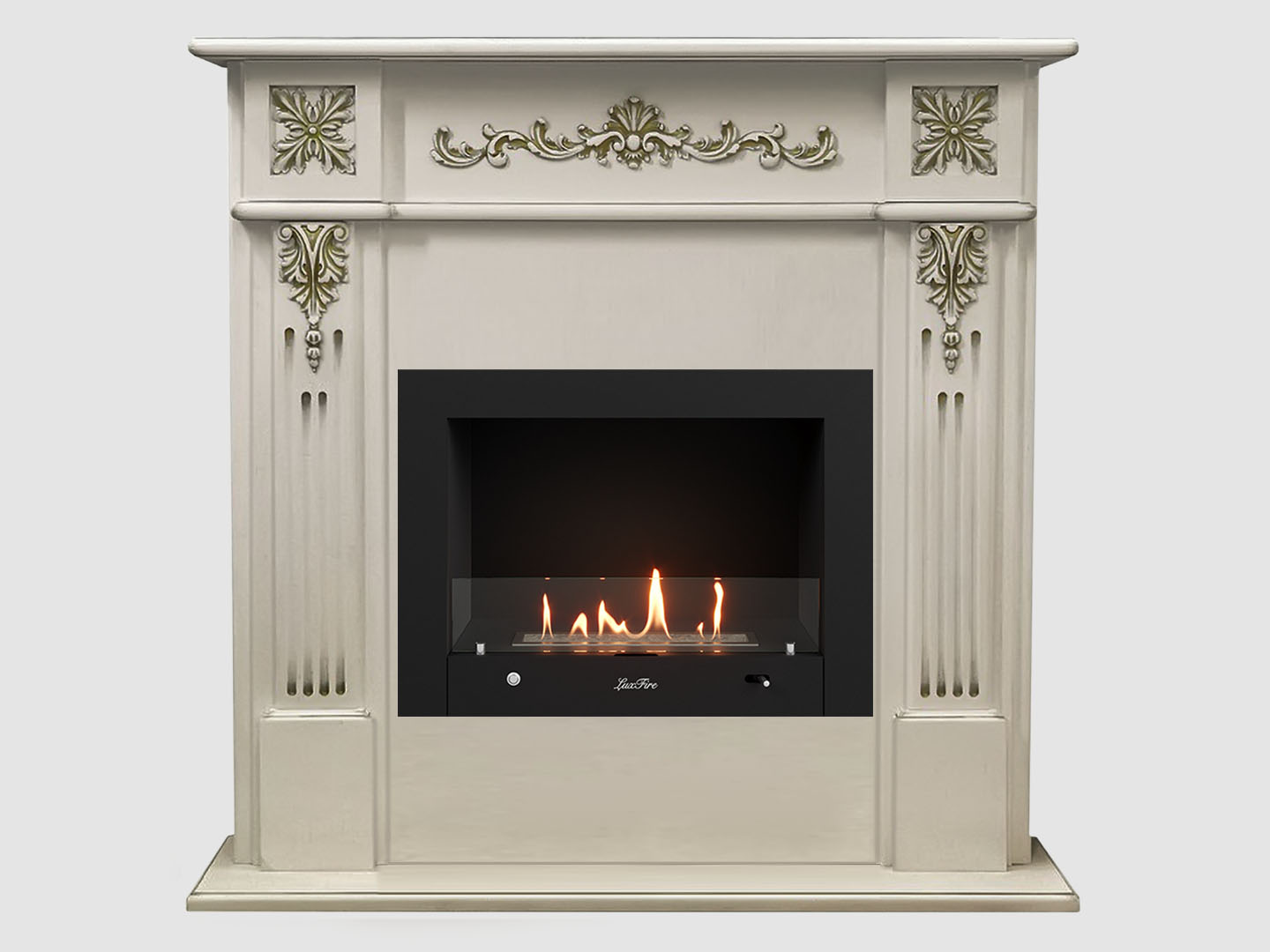 Каминный портал МДФ "Монреаль 1100" с биокамином Lux Fire "Фаер Бокс 4-25.5" (белый) по цене 116 900 руб.