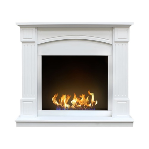 Биокамин в портале "Русский огонь" Честер с декоративным стеклом (стемалитом)