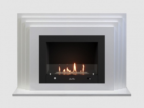 Каминный портал МДФ "Амстердам 1100" с биокамином Lux Fire "Фаер Бокс 4-25.5" (белый)