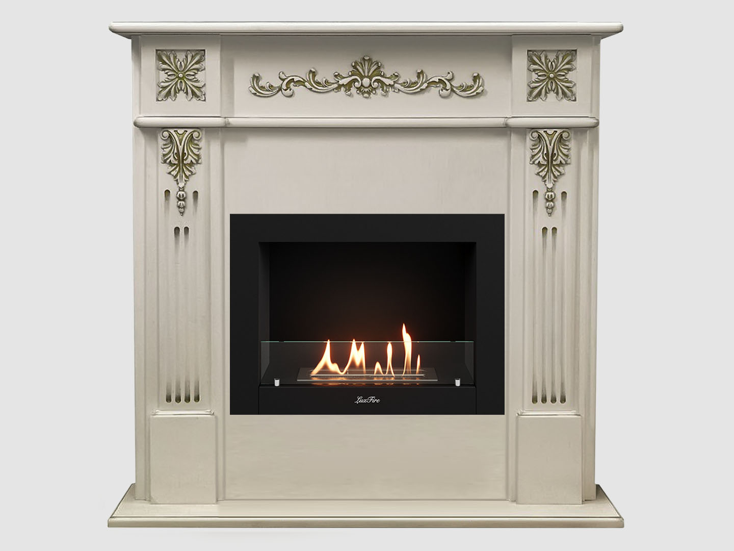 Каминный портал МДФ "Монреаль 1100" с биокамином Lux Fire "Фаер Бокс 2-25.5" (белый) по цене 74 100 руб.